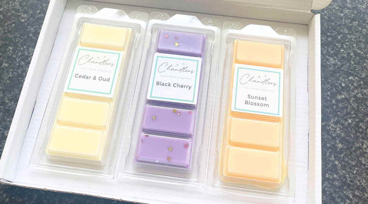 June Snapbar Subscription wax melts featuring Sunset Blossom, Black Cherry and Cedar & Oud scents