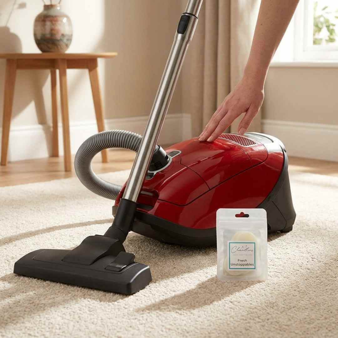 Scented Hoover Discs vacuum fresheners in a Chandlers pouch, designed to help freshen your home while you vacuum.