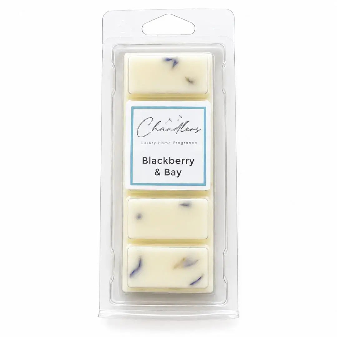 Blackberry and Bay wax melt snapbar with botanicals by Chandlers Wax Melts inspired by Jo Malone