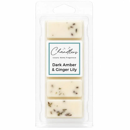 Dark Amber and Ginger Lily wax melt snapbar with small heather buds inspired by Jo Malone