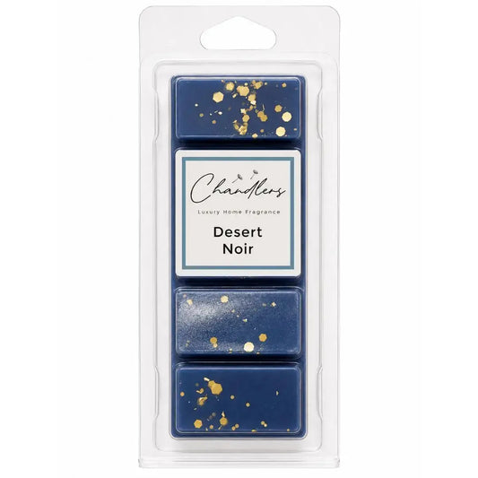 Desert Noir luxury dubai wax melts in deep navy wax with gold glitter by Chandlers