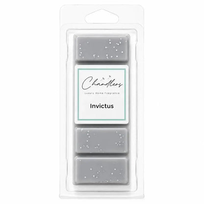 Invictus wax melts in clear clamshell packaging by Chandlers Wax Melts inspired by Paco Rabanne