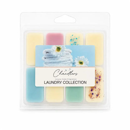 Laundry Collection wax melt box with assorted fresh laundry fragrances by Chandlers Wax Melts