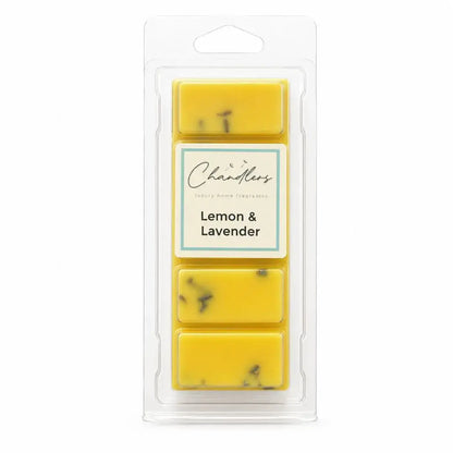 Lemon and Lavender wax melt snapbar with lavender botanicals by Chandlers Wax Melts inspired by Yankee Candle
