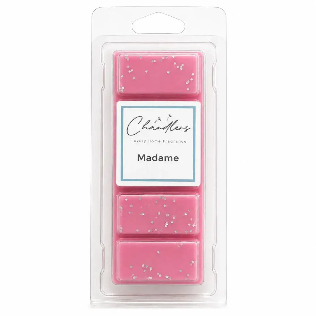 Madame wax melts in clear clamshell packaging by Chandlers Wax Melts inspired by Chanel Mademoiselle