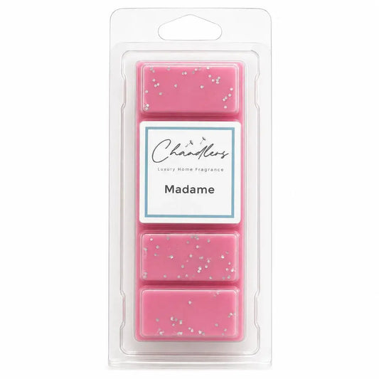 Madame wax melts in clear clamshell packaging by Chandlers Wax Melts inspired by Chanel Mademoiselle