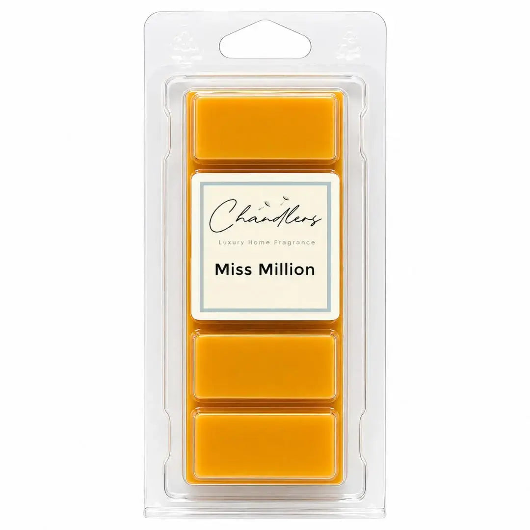 Miss Million wax melts in clear clamshell packaging by Chandlers Wax Melts inspired by Paco Rabanne
