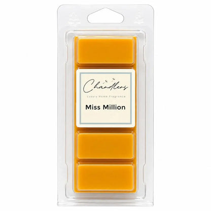 Miss Million wax melts in clear clamshell packaging by Chandlers Wax Melts inspired by Paco Rabanne
