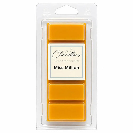 Miss Million wax melts in clear clamshell packaging by Chandlers Wax Melts inspired by Paco Rabanne