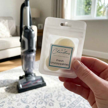 Pack of 3 scented Hoover Discs, hand-soaked in fragrance oil and sealed for freshness until ready to use.