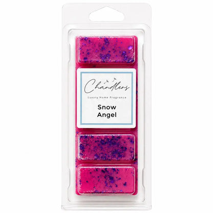 Snow Angel wax melts in clear clamshell packaging by Chandlers Wax Melts inspired by Lush Snow Fairy