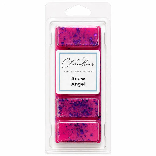 Snow Angel wax melts in clear clamshell packaging by Chandlers Wax Melts inspired by Lush Snow Fairy