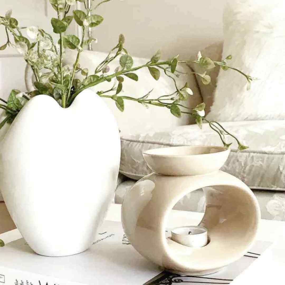 rome ceramic tealight wax melt burner in willow